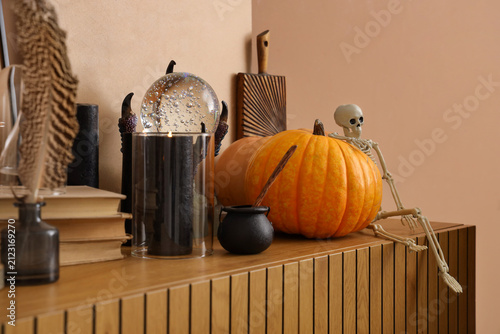 Halloween pumpkins with toy...