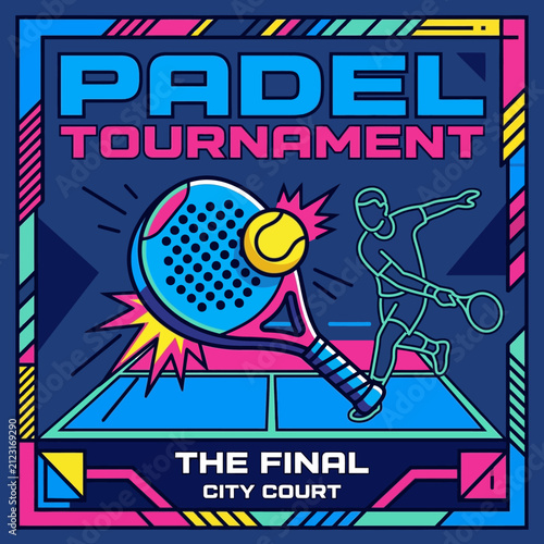 Vibrant Padel Tournament Celebration Graphic Design