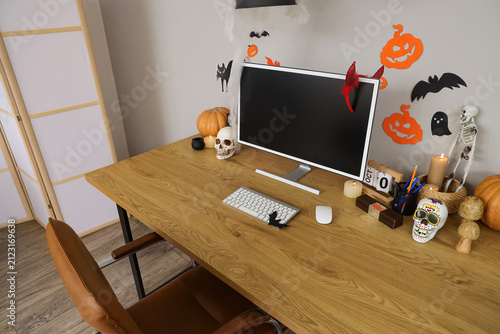 Workplace with computer mon...