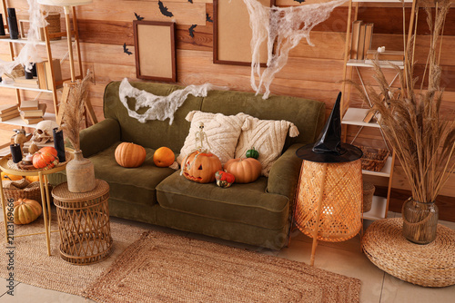 Creepy living room with gre...