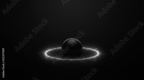 Floating Black Sphere with Particle Light Ring for Serverless Cloud Tech