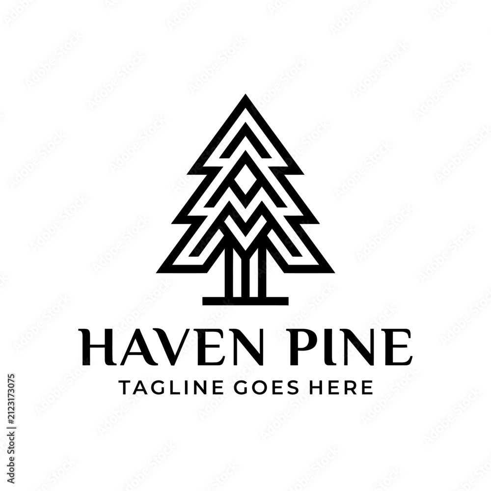 Obraz premium Stylized conifer icon ideal for forestry, sustainability, or eco-friendly brand representations.