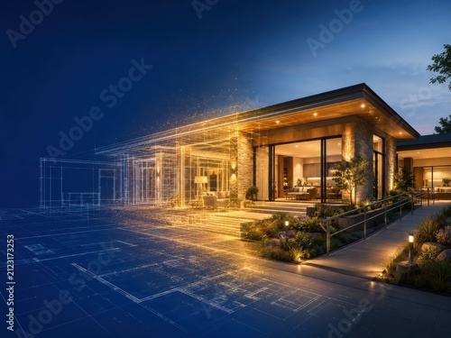 Modern House Blueprint Transitioning to Real Architecture for Longevity
