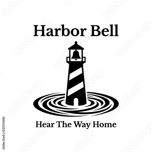 Nautical lighthouse icon with clean circular waves. Suitable for coastal shipping, marine security, and maritime tourism industries.