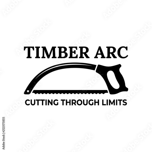 Woodworking emblem featuring a bow saw for manual craftsmanship.