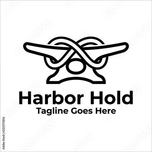 Nautical-themed emblem featuring a stylized knot for marine shipping or security services.