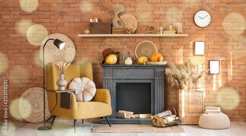 Cozy autumn living room int...