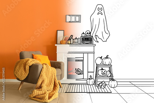 Halloween room decoration w...