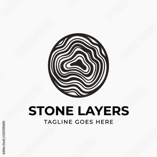 Graphic symbol featuring concentric wavy lines. Ideal for eco-friendly brands, geology studies, or woodcraft businesses seeking a natural aesthetic.