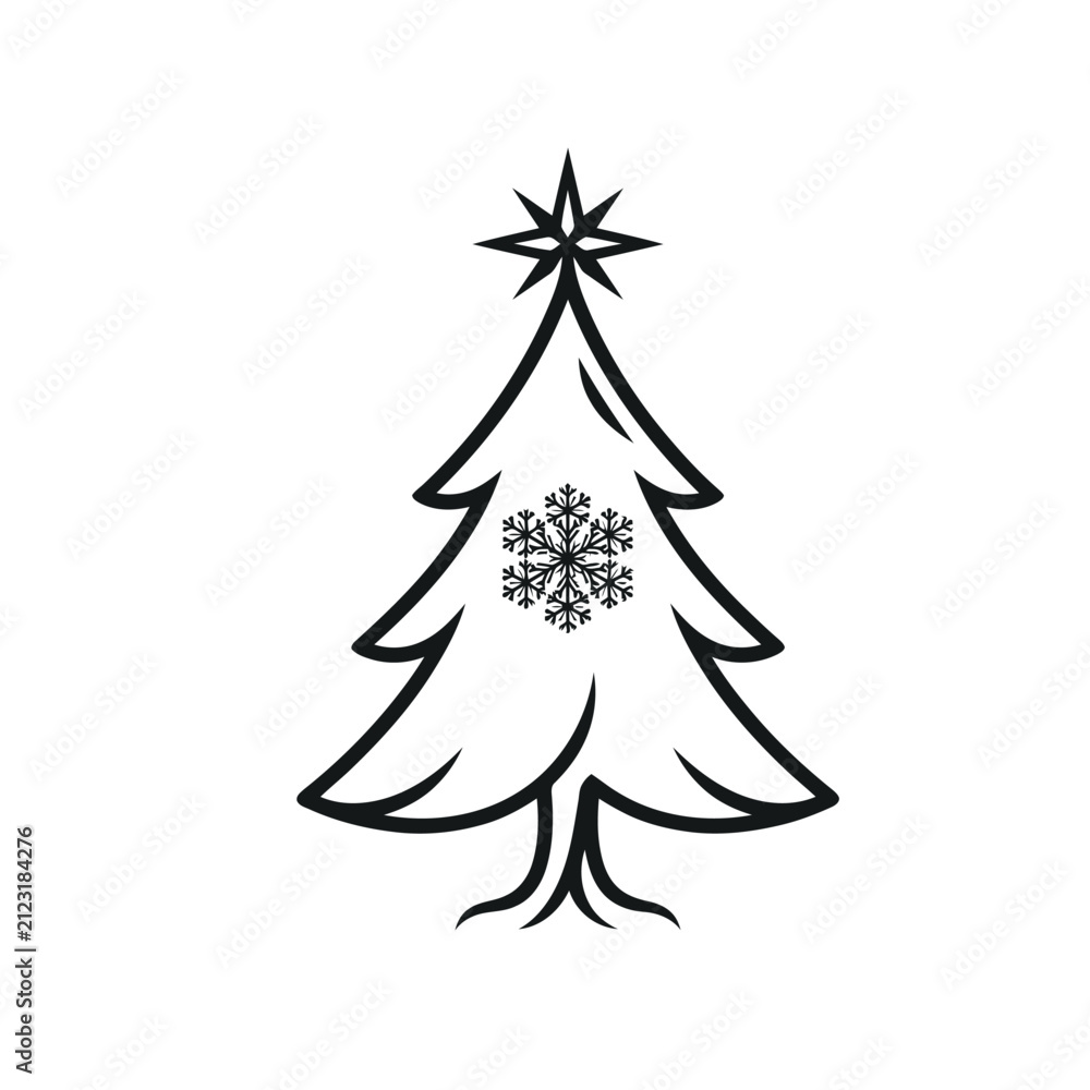 Obraz premium christmas tree vector illustration, silhouette