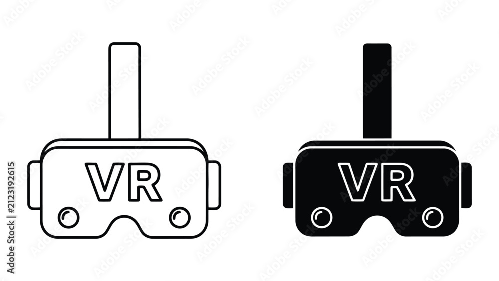 Fototapeta premium VR headset icon set. Virtual reality glasses symbol for gaming and metaverse technology.