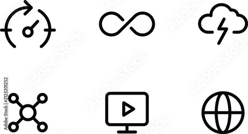 Network roaming icon set. Telecom infrastructure sharing. International mobile communication. Round- and square-illustration. 