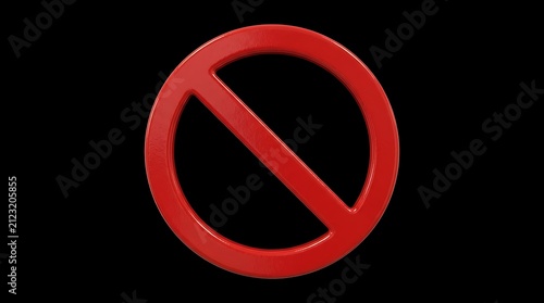 A bold red prohibition symbol, universally recognized as a sign of negation, warning, or prohibition, conveying a powerful message of 'do not enter' or 'forbidden' against a dark, devoid setting