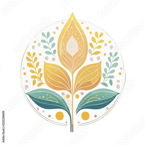 Stylized Leaf and Floral Vector Illustration