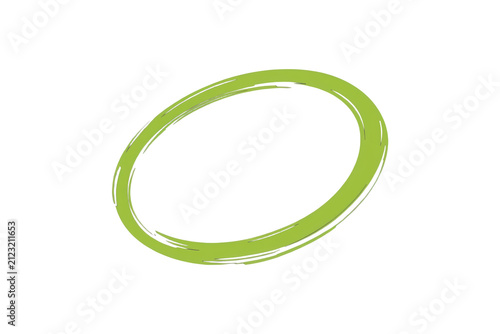 Thin green hand drawn oval brush frame