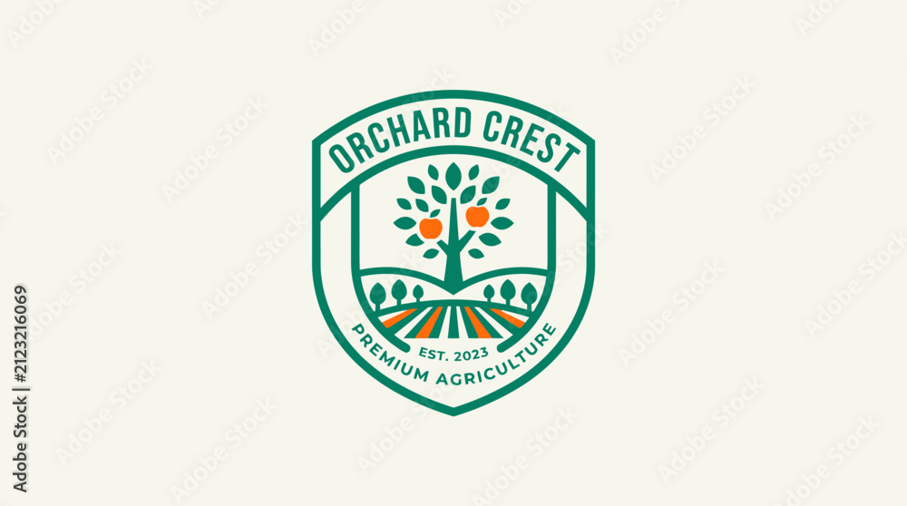 Fototapeta premium Orchard Crest Premium Agriculture Logo Design.