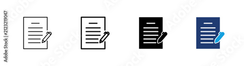 Document edit icon. File editing symbol. Simple pictogram for document editing, content modification, office paperwork, business documentation, digital workflows and file management