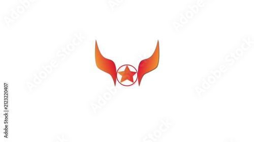 Animation of wings, circles, and stars. Simple logo symbol animation.