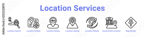 Location Services Web Icon Banner and Collection