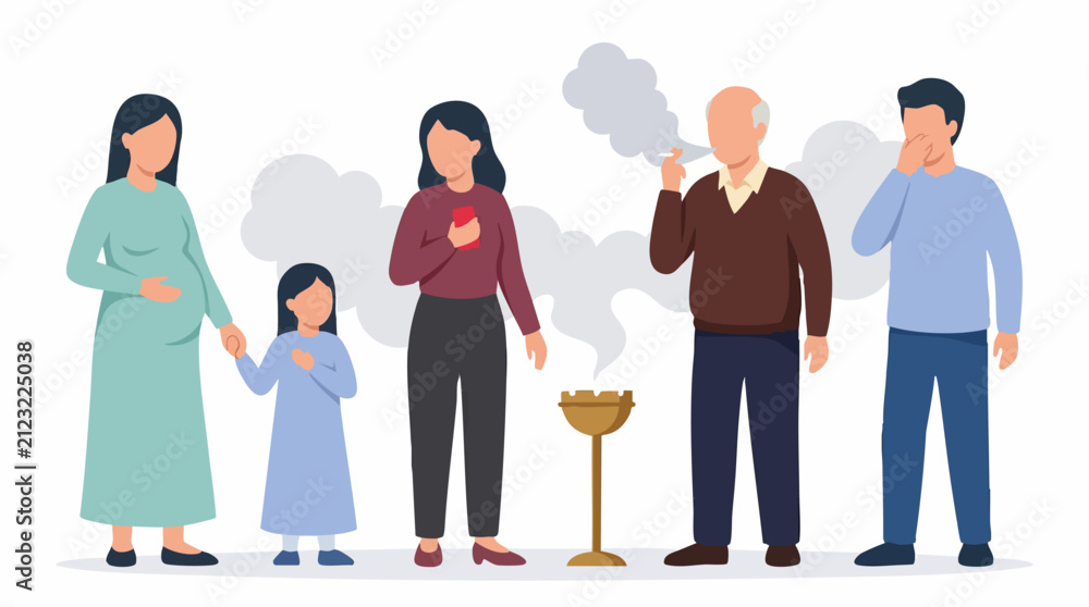 Fototapeta premium Secondhand Smoke: Impact on Pregnant Woman, Child, and Family Health