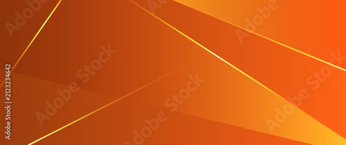 Luxury abstract orange background with golden lines, geometric polygon shapes, and copper gradient texture for modern banner or presentation