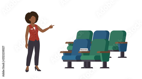 Obraz na plátně African American Female Usher Pointing to Spaced Seats