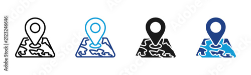 Terrain Location Web icon with multiple style collection
