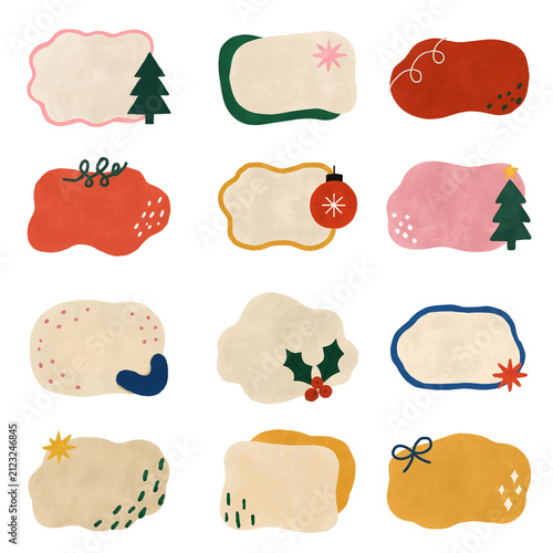 Hand Drawn Aesthetic Christmas Banner Set for Digital Planning and Scrapbooking