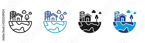 Urban Development Web icon with multiple style collection