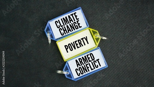 Quadro su tela The three major global challenges tracked include climate change, poverty, and armed conflict, which heavily impact worldwide stability and sustainable development goals