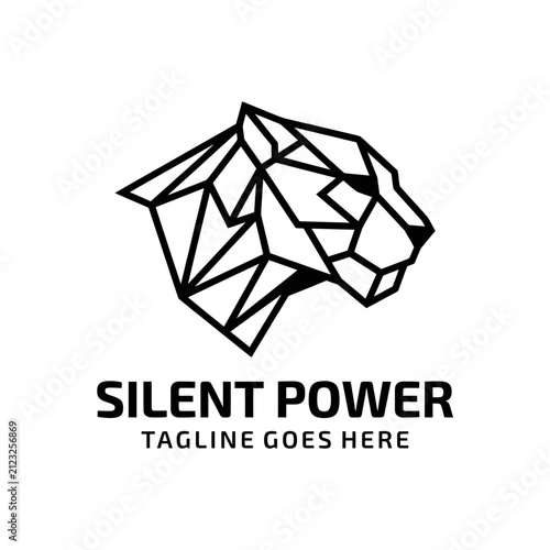 Foto Modern polygonal feline mascot denoting stealth and agility