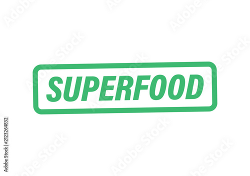 Green superfood word stamp icon with a simple hand drawn outline style for healthy food labels and organic branding isolated on transparent background