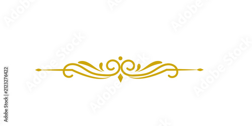 Golden ornamental text divider isolated on transparent background