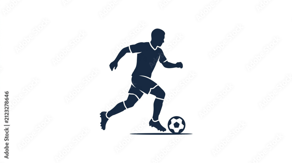 Fototapeta premium Soccer player silhouette running with ball.