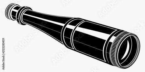 Black beverage bottle silhouette isolated on white background, black bottle