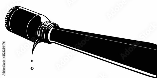 Black beverage bottle silhouette isolated on white background, black bottle