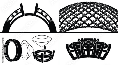 Fotografie Jewelry making and diamond setting vector illustration set featuring ring prongs