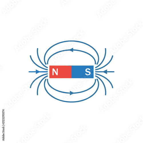 Fotografía Bar magnet displays its magnetic field lines flowing from the north to the south pole in this diagram