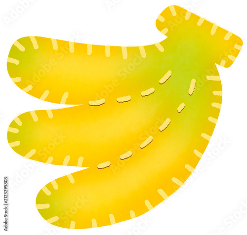 Cute Felt Green Banana Clipart Sticker Isolated on Transparent Background