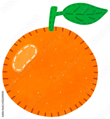 Cute Felt Orange Clipart Sticker Isolated on Transparent Background