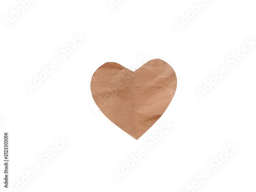 Brown paper heart shape isolated