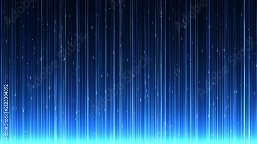 Blue digital rain animation with glowing particles and vertical light streaks