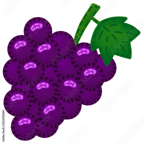 Cute Felt Grapes Clipart Sticker Isolated on Transparent Background