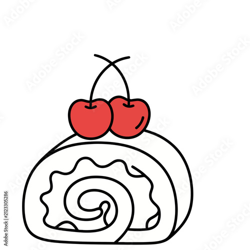 Swiss roll with cherries