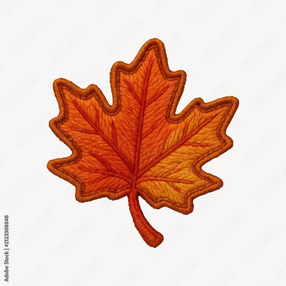 Fototapeta premium Detailed embroidered autumn leaf
