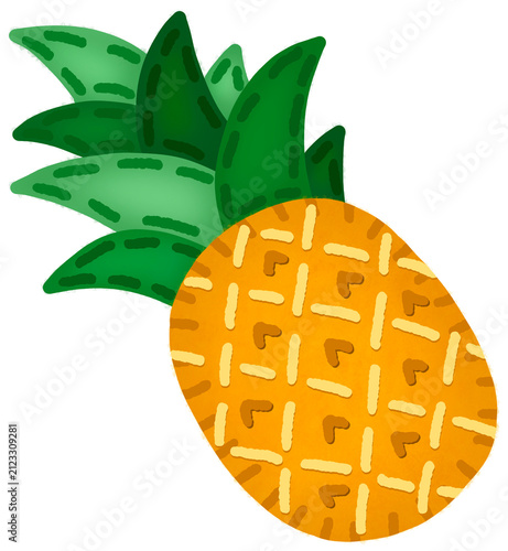 Cute Felt Pineapple Clipart Sticker Isolated on Transparent Background