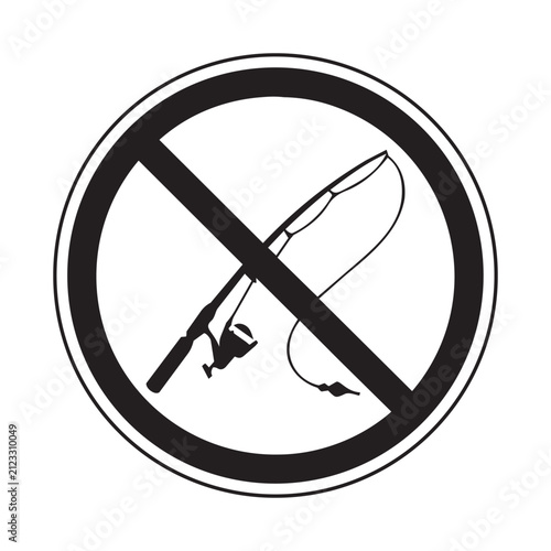 Prohibited fishing symbol isolated on white background isolated on transparent background, Vector, illustration