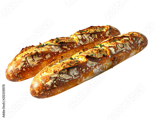 Classic French Baguettes Stacked for Display