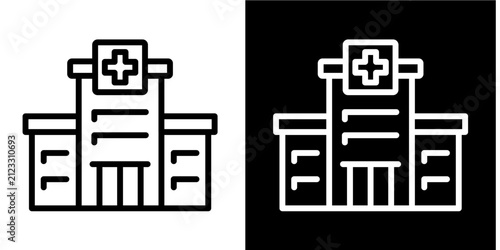 Hospital Building Icon Set White Style Collection