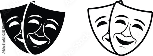 Foto Comedy and Tragedy Theater Mask Icon Collection